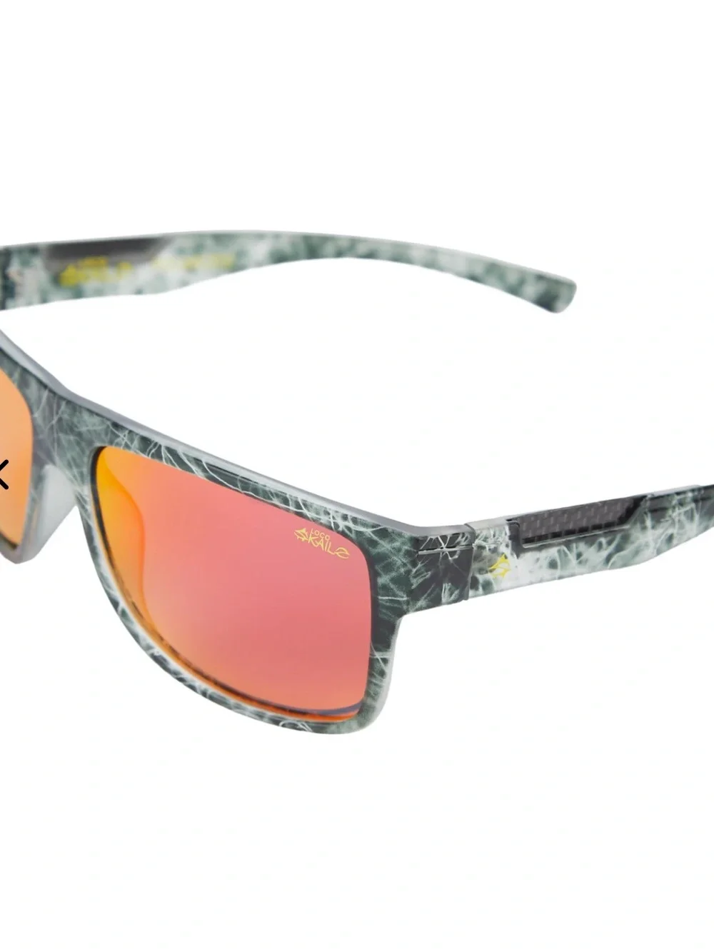 Men's Polarized Sunglasses — Gray Marble Frame with Pink-Orange Mirror Lenses